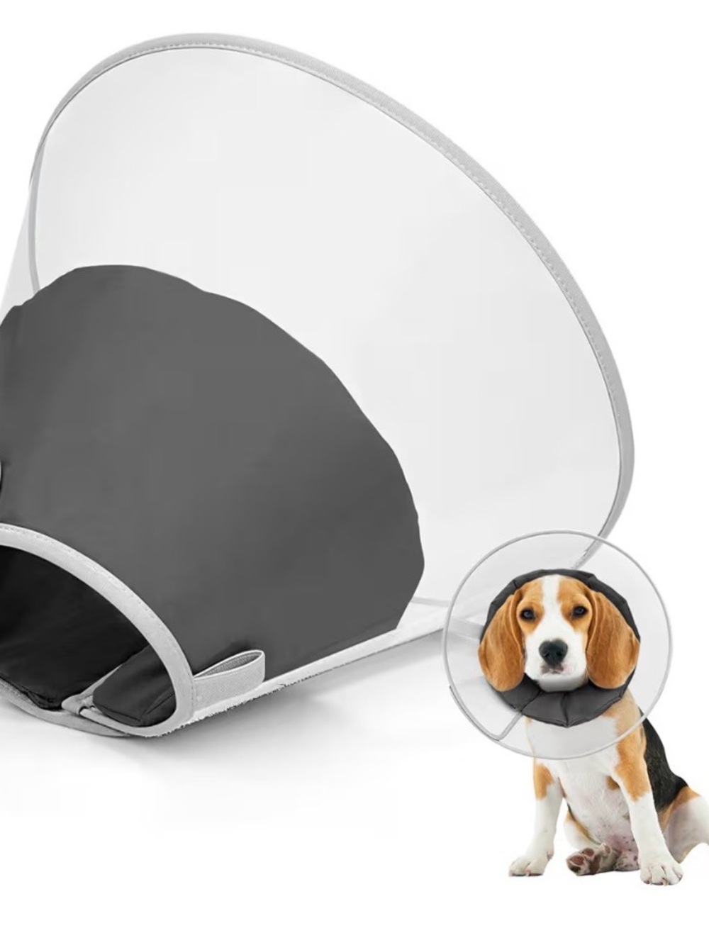 Protective Dog Recovery Cone Collar - Gray large